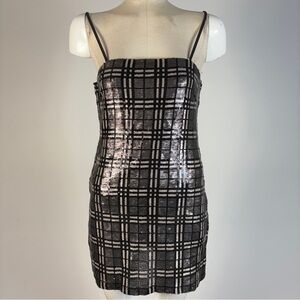 NWT Re:Named Black Sequin Sleeveless Mini Dress Size S
